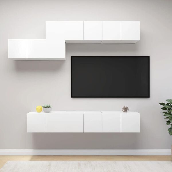 vidaXL Ensemble de meubles TV 7 pcs Blanc Bois d'ing&eacute;nierie