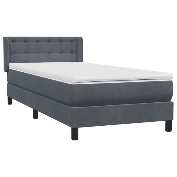 vidaXL Sommier &agrave; lattes de lit et matelas gris fonc&eacute; 100x210cm velours