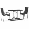 vidaXL Ensemble &agrave; manger de jardin 3 pcs Noir