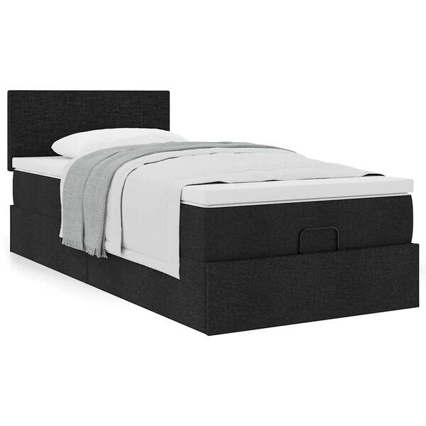 vidaXL Cadre de lit ottoman avec matelas noir 80x200 cm tissu