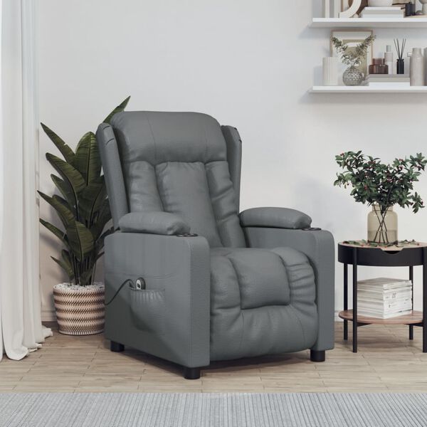 vidaXL Fauteuil inclinable &eacute;lectrique Gris Similicuir