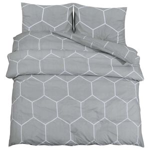 vidaXL Ensemble de housse de couette gris et blanc 200x200 cm coton