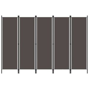 vidaXL Cloison de séparation 5 panneaux Anthtracite 250x180 cm