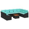 vidaXL Ensemble de canap&eacute; de jardin 10 pc Noir polyrotin