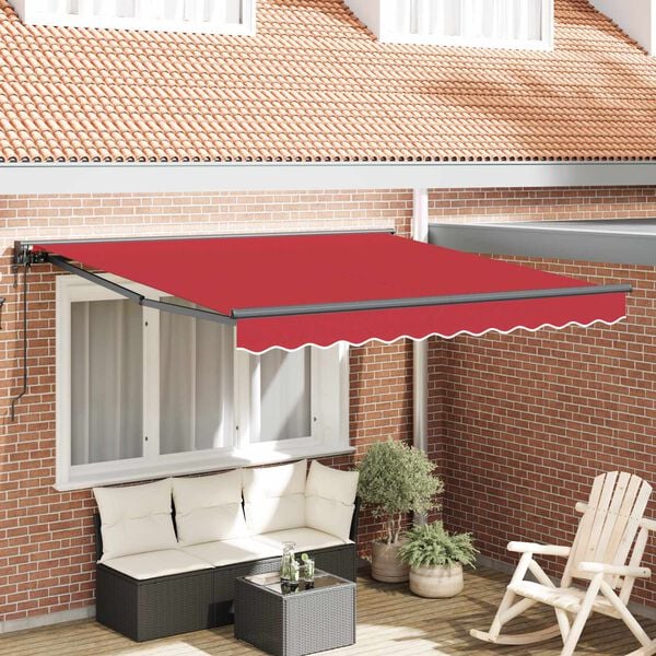 vidaXL Auvent R&eacute;tractable Rouge 300 x 250 cm Aluminium et Tissu