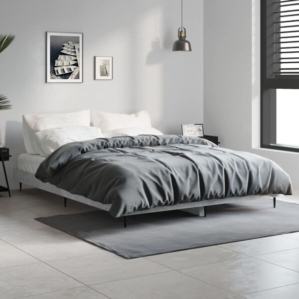 vidaXL Cadre de lit sans matelas gris b&eacute;ton 140x190 cm