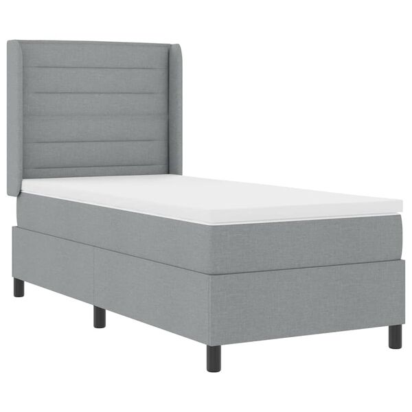 vidaXL Lit &agrave; ressorts avec matelas Gris clair 90 x 200 cm tissu