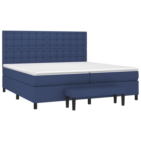vidaXL Sommier &agrave; lattes de lit avec matelas Bleu 200x200 cm Tissu