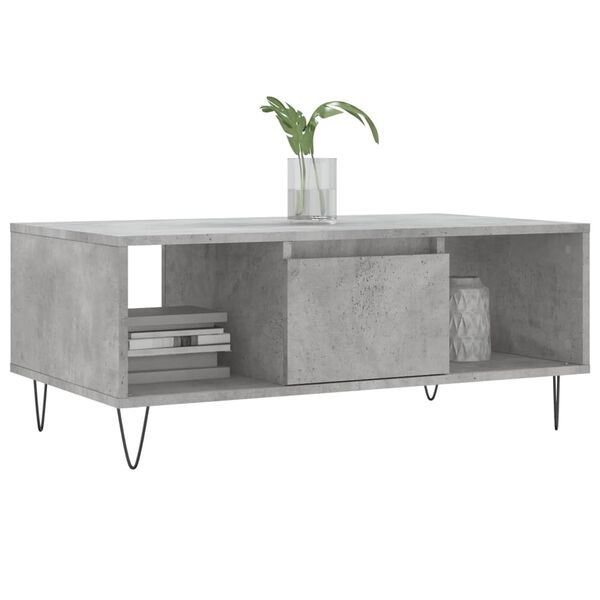 vidaXL Table basse Gris b&eacute;ton 90x50x36,5 cm Bois d'ing&eacute;nierie