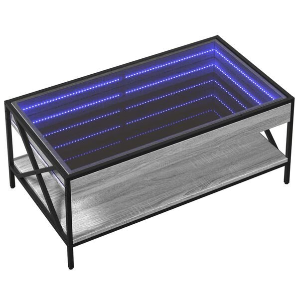 vidaXL Table basse avec LED infini sonoma gris 90x50x38 cm