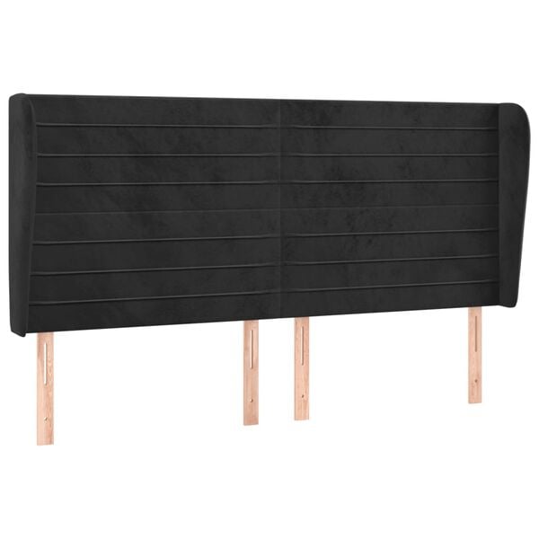 vidaXL T&ecirc;te de lit avec oreilles Noir 183x23x118/128 cm Velours