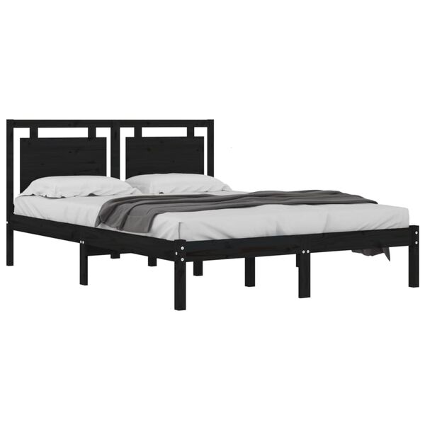 vidaXL Cadre de lit sans matelas noir 200x200 cm bois massif