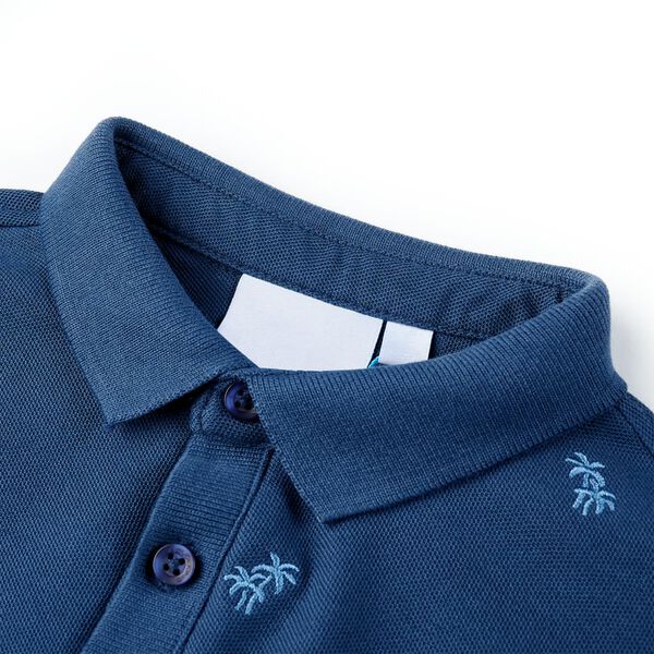 Polo pour enfants bleu fonc&eacute; 128