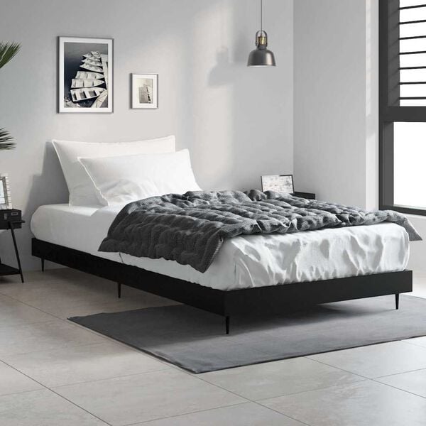 vidaXL Cadre de lit sans matelas noir 90x190 cm bois ing&eacute;nierie