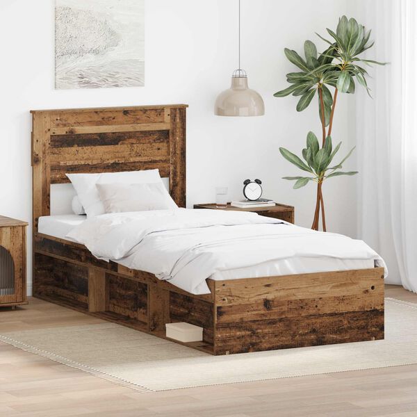 vidaXL Cadre de lit Bois ancien 100 x 200 cm Bois de pin massif