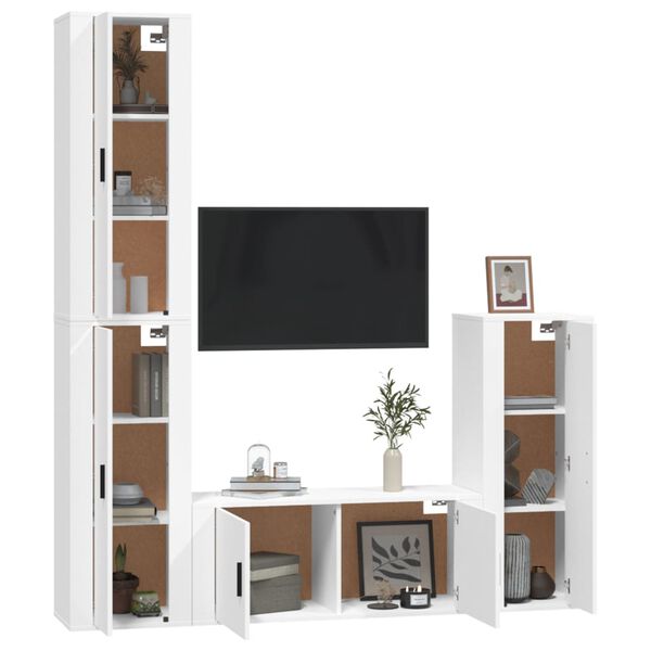 vidaXL Ensemble de meubles TV 4 pcs Blanc Bois d'ing&eacute;nierie