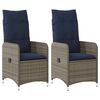 vidaXL Lot de 2 chaises de jardin inclinables avec coussins en r&eacute;sine tress&eacute;e grise