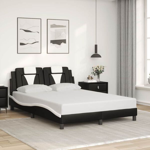 vidaXL Cadre de lit Viana sans matelas noir et blanc 120x200 cm similicuir