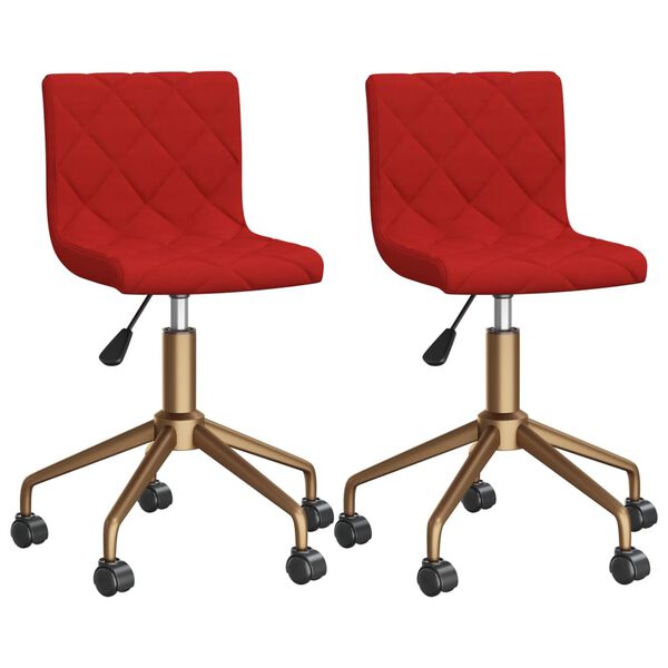vidaXL Chaises &agrave; manger pivotantes lot de 2 rouge bordeaux velours
