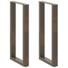 vidaXL Pieds de table de bar en forme de U, 2 pi&egrave;ces, acier naturel, 40 x (90-91) cm