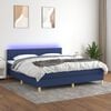vidaXL Sommier &agrave; lattes de lit avec matelas LED Bleu 160x200 cm Tissu