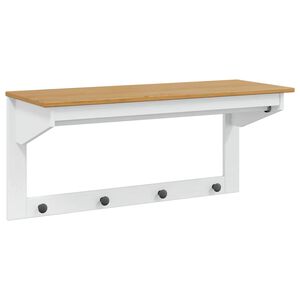 vidaXL Porte-manteau HILL Blanc et marron miel 90 x 35 x 41,5 cm