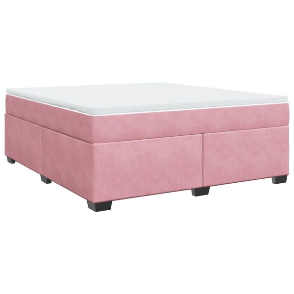 vidaXL Sommier &agrave; lattes de lit avec matelas Rose 180x200 cm Velours