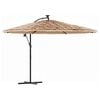 vidaXL Parasol de jardin avec LED et m&acirc;t en acier marron 246x246x230cm