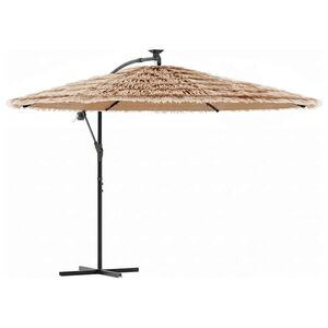 vidaXL Parasol de jardin avec LED et m&acirc;t en acier marron 246x246x230cm