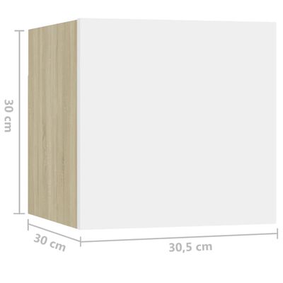 vidaXL Tables de chevet 2pcs Blanc chêne sonoma 30,5x30x30cm Aggloméré