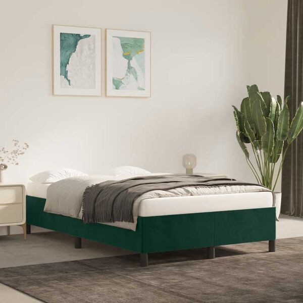 vidaXL Cadre de lit sans matelas vert fonc&eacute; 120x200 cm velours