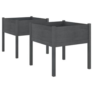 vidaXL Jardini&egrave;res 2 pcs Gris 70x70x70 cm Bois de pin massif