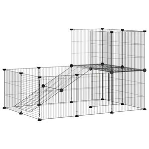 vidaXL Cage animaux de compagnie &agrave; 20 panneaux et porte Noir 35x35 cm