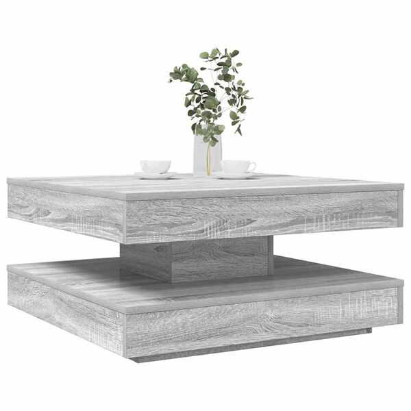 vidaXL Table basse rotative &agrave; 360 degr&eacute;s sonoma gris 70x70x34,5 cm