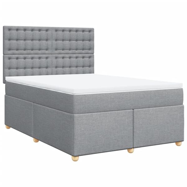 vidaXL Sommier &agrave; lattes de lit avec matelas Gris clair 160x200cm Tissu