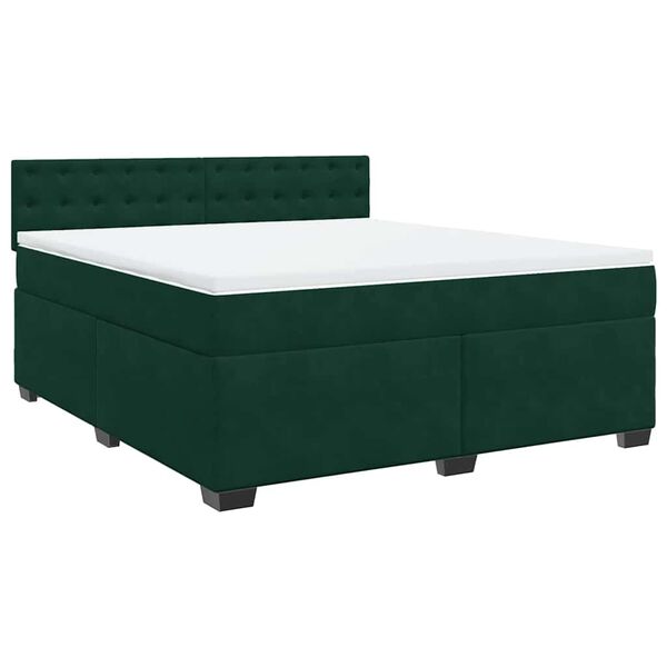 vidaXL Sommier &agrave; lattes de lit et matelas Vert fonc&eacute; 180x200cm Velours