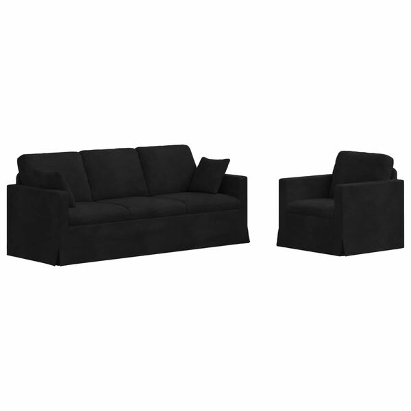 vidaXL Canap&eacute; 2 pcs Noir 198 x 78 x 80 cm Velours