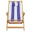 vidaXL Chaises de plage pliantes lot de 2 bleu blanc tissu bois massif