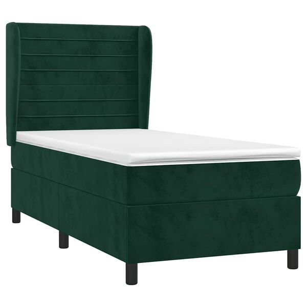 vidaXL Sommier &agrave; lattes de lit avec matelas Vert fonc&eacute; 90x200 cm