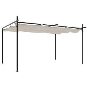 vidaXL Pergola avec toit r&eacute;tractable cr&egrave;me 395x292x230 cm