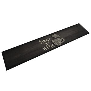 vidaXL Tapis de cuisine lavable imprim&eacute; tasse noir 60x300 cm velours