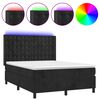 vidaXL Sommier &agrave; lattes de lit matelas et LED Noir 140x190 cm Velours