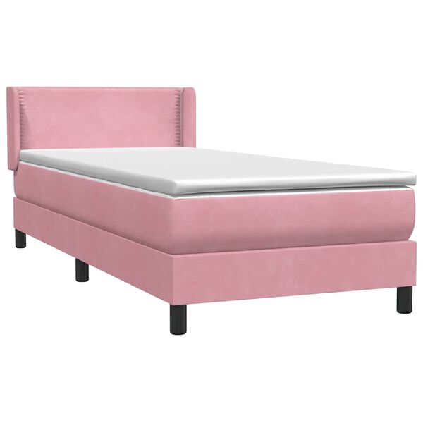 vidaXL Sommier &agrave; lattes de lit avec matelas rose 80x210 cm velours