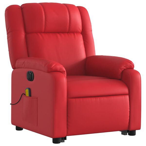 vidaXL Fauteuil inclinable de massage &eacute;lectrique rouge similicuir
