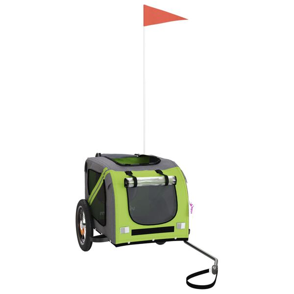vidaXL Remorque de v&eacute;lo pour animaux de compagnie vert et gris