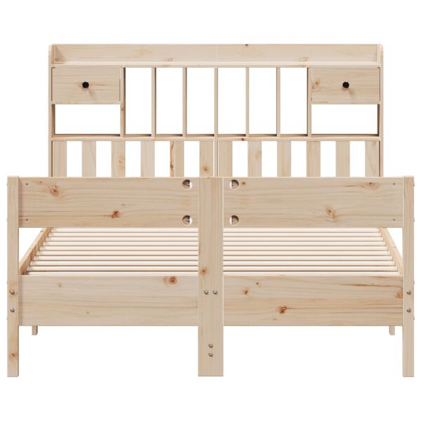 vidaXL Lit biblioth&egrave;que sans matelas 135x190 cm bois de pin massif