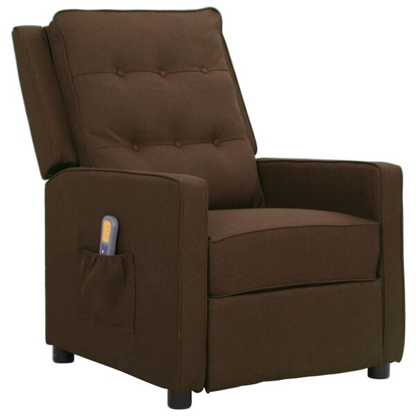 vidaXL Fauteuil de massage Marron fonc&eacute; Tissu