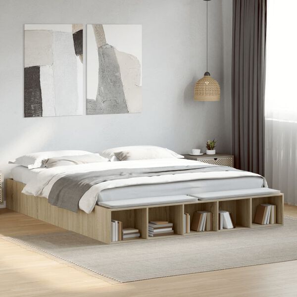 vidaXL Cadre de lit sans matelas ch&ecirc;ne sonoma 200x200 cm
