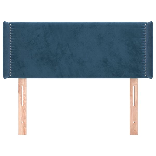 vidaXL T&ecirc;te de lit avec oreilles Bleu fonc&eacute; 103x16x78/88 cm Velours