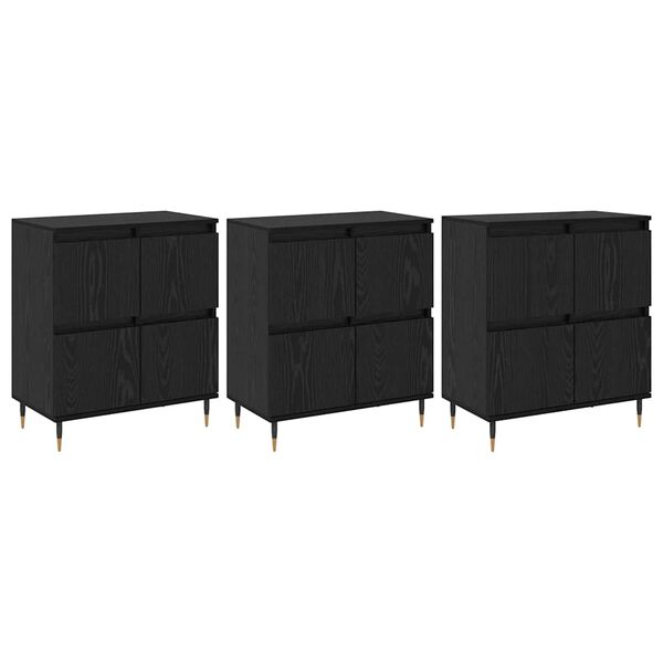 vidaXL Armoire de rangement 3 pcs Ch&ecirc;ne noir 60 x 35 x 70 cm